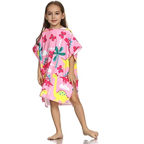 ED-Lumos Rosa Dinosaurier Kapuze Kinder Badetuch Strandtuch Wickel Falten Cover