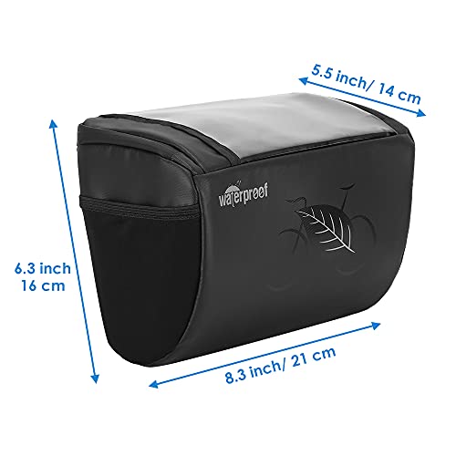 Image of WOTOW Bike Waterproof Handlebar Bag, Bicycle Front Basket Pack with Touch Screen Phone Holder, Reflective Storage Pouch 3L for Men Women Kids Outdoor Road MTB Cycling