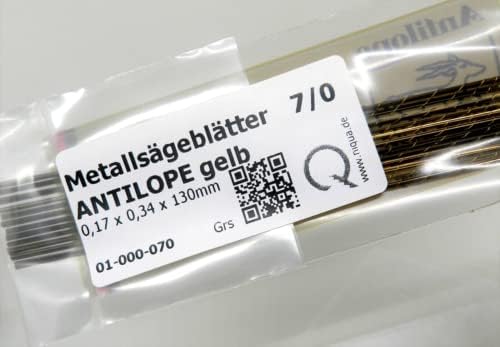 Antilope Jewelers Saw Blades # 7/0 Jewelry Making Pack of 144 - Made in Germany