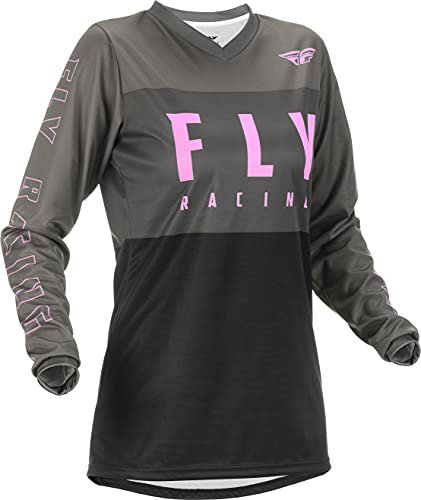 Fly Racing 2022 Youth Women's F-16 Jersey (Grey/Black/Pink, Youth X-Large)