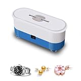 LFMHKM Ultraschall-Reinigungsgerät Haushalt Kleiner Mini Multifunktionale tragbarer Schmuck Brille Reinigungsmaschine für Münzen Keys Ringe Halskette,Blau
