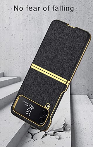 SHIEID Capa de couro para Samsung Z Flip 4, capa para celular galvanizada Galaxy Z Flip 4, compatíve
