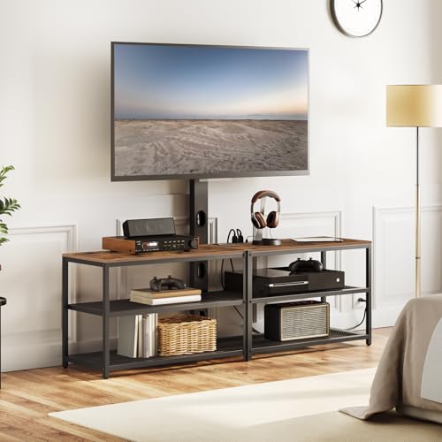 59" TV Stand with Mount and 4 Power Outlets, Entertainment Center Media Console, Swivel TV Stand Mount up to 75 inch TVs, Height Adjustable, Metal Frame for Living Room, Bedroom TVHR35E01V - Image 5