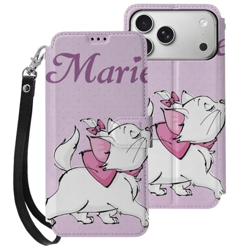 iPhone17 Pro Max用ケース 手帳型 猫柄 マリーちゃん アイフォン17 Pro Max用ケース 財布型 スマホケース PUレザー おしゃれ カード収納 スタンド機能 携帯カバー 耐衝撃 2025年新型