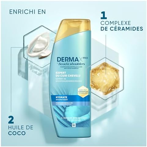 Shampoing Head & Shoulders DermaXPro Hydrate Avec Céramides Pour Chevelure Secche 72H Hydratation Barrière Cutanée Stren