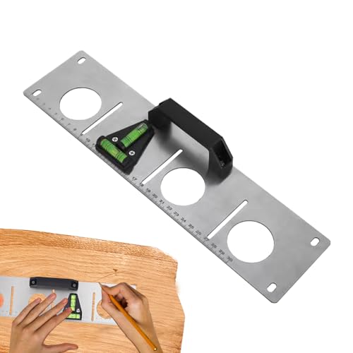 livre Règle en métal - Bord droit - Disques de mesure en acier inoxydable - Outil de nivellement pour règle - Mesure avec découpe de sortie pour douille