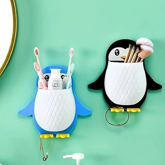 Image of Self-Adhesive Soap Holder for Bathroom | Self Adhesive Soap Stand Without Drill | Soap Stand Holder for Bathroom Kitchen Sink Magic Stickers Wall Mounted Soap Dish Holder. (Penguin)