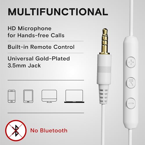 Image of ARTIX CL750 Headphones Wire with Mic & Volume Control, Noise Isolating On-Ear Headphones for Computer and Laptop Wired, Plug in Corded Headphone Over Ear with Wire (Foldable, Aux Jack 3.5mm)