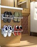 Baffect shoe holder foldable wall mounted 4 pieces, rack folding hanging shelf for shoes storage without drilling, pcs gray