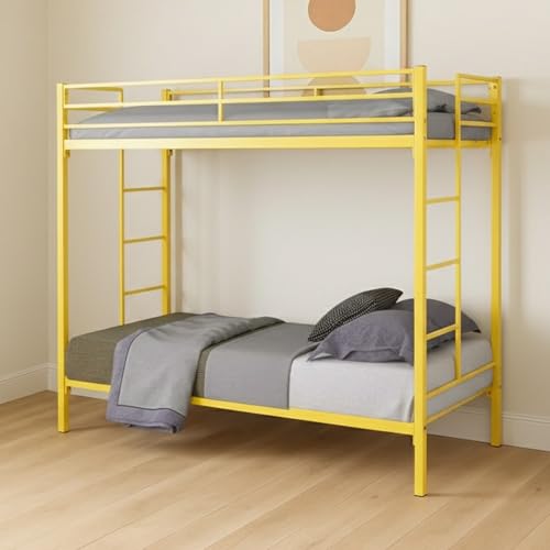 Image of Pilio Twin Over Twin Metal Bunk Bed | Bunk Bed Without Storage for Kids & Adult | Double Decker Bed for Kids Room| Space-Saving Twin Bunk Room| Bunker Bed Frame (Mattress Not Included)