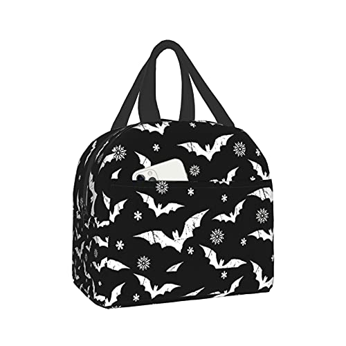 SIMONO Halloween Bat Pattern Goth Insulated Lunch Bag Cooler Lunch Box for Women Men Leakproof Reusable Lunch Tote Bag for Work School Picnic
