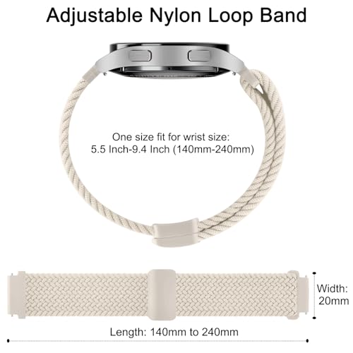 Image of Tobfit Soft Magnet Nylon Watch Strap Compatible for Samsung Galaxy Watch 4 /4 Classic (Watch Not Included), 20mm Smartwatch Nylon Single Loop Woven Band Straps for Men & Women