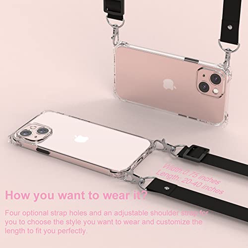 Wuwedo For Iphone 13 Crystal Clear Case With Detachable Adjustable Crossbody Strap, Slim Fit Shockproof Protective Phone Case With Anti-Lost Shoulder Neck Lanyard For Girls And Women #TOP1