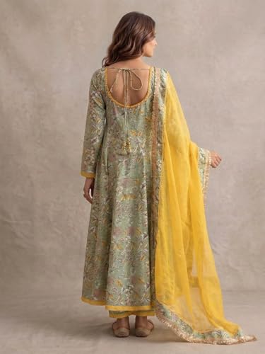 Image of Leriya Fashion Women's Rayon Printed Anarkali Kurta and Pant with Dupatta Set | 3-Piece Printed Anarkali Kurti Set | Ethnic Festive & Office Wear Suit for Women | Elegant Suit Set for Woman