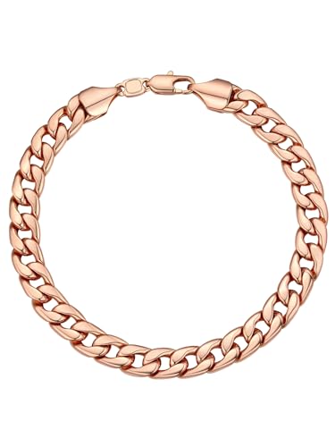 U7 Link Chain Bracelet for Men Stainless Steel, Cuban Link/Figaro Chain/Rope Chain/Heart Bracelets, 3mm/5mm/7mm/9mmm/12mm Width, Chain Wrist Bracelet for Men Women, 8