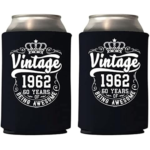 Veracco Crown Vintage 1960 60 Years Of Being Awesome Can Coolie Holder 60th Birthday Gift Sixty and Fabulous Party Favors Decorations (12, Black, 1960) Cover