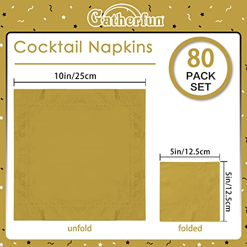 Cocktail Napkins 3-Ply 80Pcs Gold Beverage Napkin Disposable Paper Cocktail Napkins Dinner Napkins For Birthday Graduation Party Restaurant Bar Picnic #TOP2