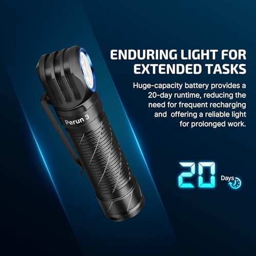 OLIGHT Perun 3 Rechargeable Headlamp Flashlight, 3000 Lumens LED Headlight with Red Light, Waterproof Head Lamp with Headband for Outdoor Camping, Hiking, Working(Black)