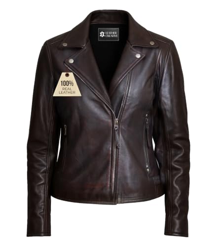 LEATHER CREATIVE Genuine Lambskin Leather Jacket For Women - Premium