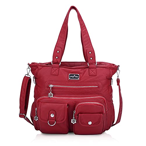 Angel Kiss Large Purses for Women Soft PU Leather Hobo Bag for Women Shoulder Bags, 92#red, One size