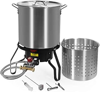 Barton All Purpose 52 QT Aluminum Turkey Fryer Steamer Burner Barbecues Fair Clam
