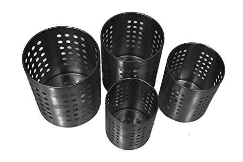 Image of finality Stainless Steel Multipurpose Cutlery, Pen and Spoon Holder - Pack of 4 (Black Color) in Size 7, 8, 9, and 10 cm - The Ultimate Solution for Demanding Home and Office Environments!