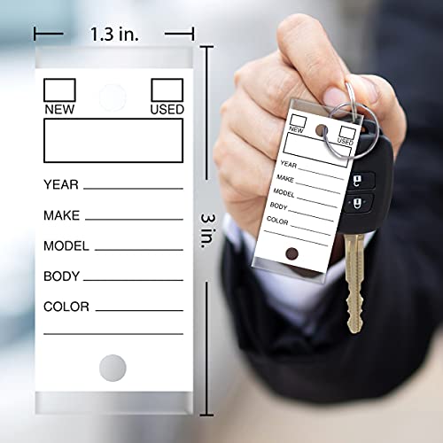 Image of Versa-Tags 500 Key Tags, Self Protecting Poly, 1.25''x3'', Highly Resistant to Abrasion, 500 Key Tag Pack, 500 Chrome Plated Key Tag Rings Included Color White