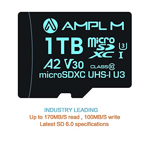 Amplim 1Tb Micro Sd Card | Microsd Memory Plus Adapter, Extreme High Speed 170Mb/S A2 Microsdxc U3 Class 10 V30 Uhs-I For Nintendo-Switch, Gopro Hero, Surface, Phone, Camera Cam, Tablet #TOP2