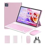 ICONLINK Android 16 Tablet 10 Inch, 12(3+9) GB RAM+64GB ROM, 2 in 1 Tablets with Keyboard Case Mouse Stylus, 1.8GHz Five-core Processor, 1280 * 800 IPS HD Screen, 5G WiFi6 BT 5.3 Tableta PC(Pink)
