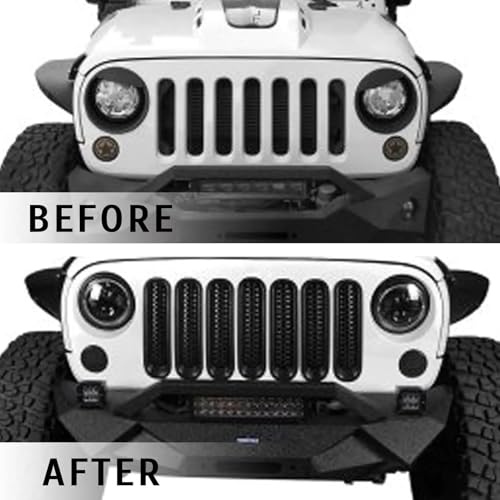 Protector de parrilla con clip para Jeep Wrangler JK JKU: kit de 7 rejillas de malla antiescombros 4