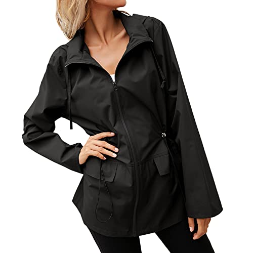 Manteau imperméable femme veste longue contre la pluie et le vent