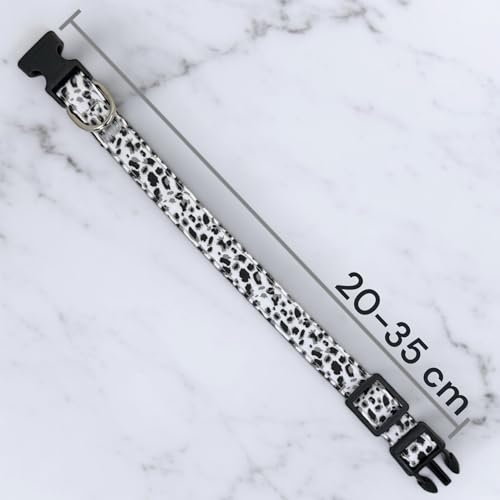 MIJOMA Hundeleine und Hundehalsband Set - 1,20m Leine, verstellbares Halsband, Verschiedene Designs, robust und stilvoll (weiß Leopardenmuster)