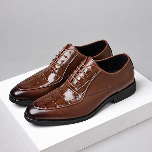 Santimon Men's Classic Dress Shoes Crocodile Embossed Formal Lace-Up Oxford Shoes for Business, Weddings & Office 5