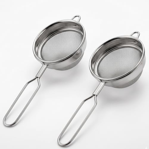 Image of Stainless Steel Tea Strainer 8.5 cm Double Mesh Chalani - Heavy Duty Fine Mesh Tea Filter for Kitchen, Rust Resistant, Easy Clean Tea Siever for Daily Use