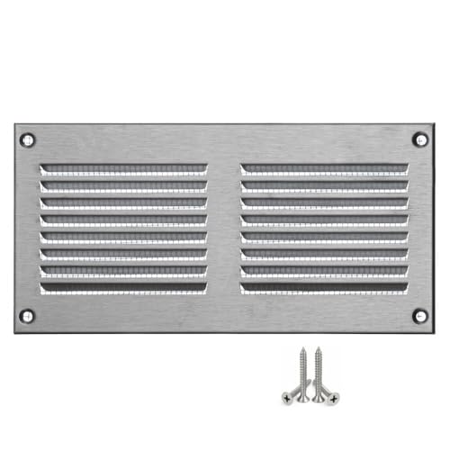 LIRAST 200x100 mm Stainless Steel Vent Cover with Insect Mesh – 8x4 Inch Metal Air Vent Grille – Internal & External Wall or Ceiling Ventilation Cover