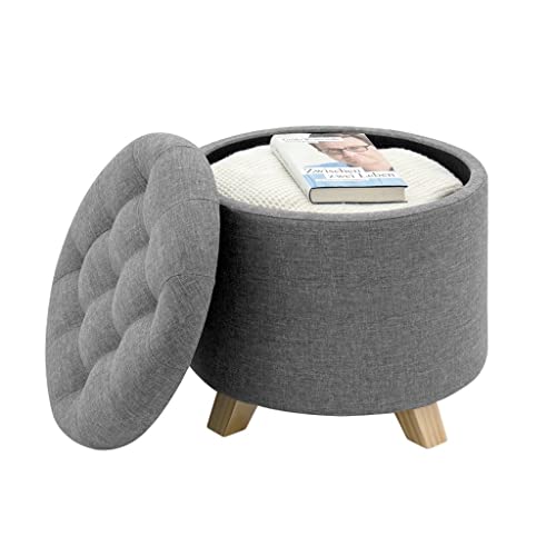 Dbhcxd Multifunction Storage Ottoman Chair Stool Removable Cover Upholstered Footstool Round Linen Pouffe Chair Household Organizer (Color : E, Size : 44 * 41Cm) #TOP4