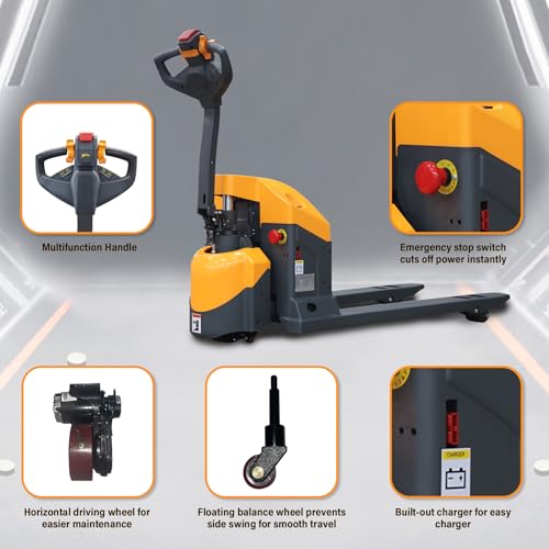 APOLLOLIFT Full Electric Pallet Jack, 4400lbs Capacity 48\" x 27\" Fork Size Pallet Truck with Emergency Key Switch for Narrow Space