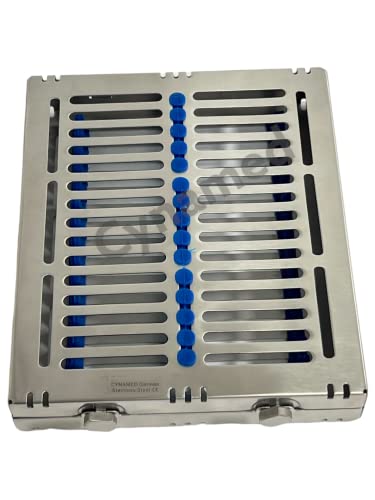 NEW GERMAN DENTAL AUTOCLAVE STERILIZATION CASSETTES RACK BOX for 15 INSTRUMENTS BLUE CYNAMED