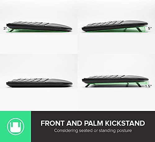 DeLUX Ergonomic Keyboard, Wireless Ergo Split Keyboard with Backlit for Natural Typing and Reduce Hands Pain, USB Receiver, BT5.0, Scissor Switch and Palm Rest for Windows and Mac(GM902A-Black)