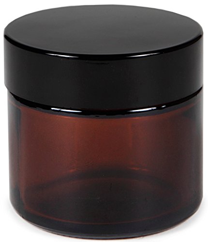 Vivaplex, 12, Amber, 2 Oz, Round Glass Jars, With Inner Liners And Black Lids #TOP5