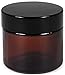 Vivaplex, 12, Amber, 2 oz, Round Glass Jars, with Inner Liners and black Lids