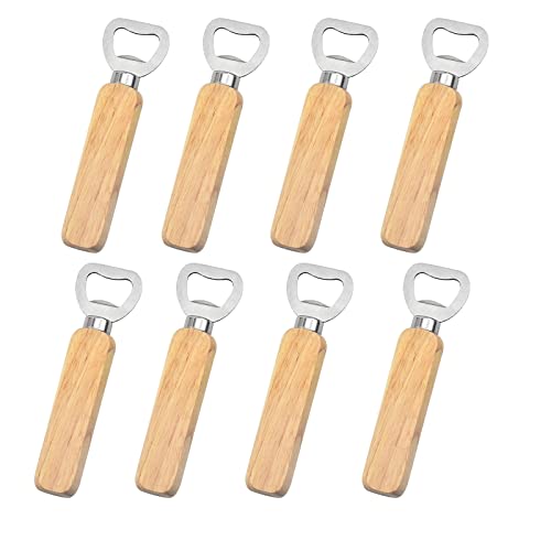 PIIKNUO Lot de 8 Décapsuleurs en Bois Décapsuleur Personnalisé Ouvre-Capsule Bière Durable en Bois Naturel pour la Maison, la Cuisine, le Bar - Cadeau pour Homme Cover