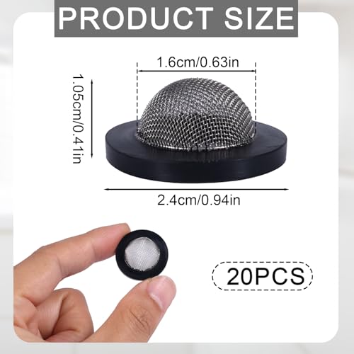 BOXOB 20 STK Gartenschlauchsiebe, Edelstahl Gummi Schlauchdichtung mit Sieb für 3/4 Zoll Anschluss und 5/8 Zoll Waschmaschinenanschluss