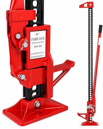 XtremepowerUS 48-Inch High Lift Farm Jack, 3 Ton (6,600 lbs) Heavy Duty Ratcheting Utility Jack for Tractor, Truck, SUV, Jeep, Off-Road Recovery, Winching, Pulling, Clamping & Bumper Lifting