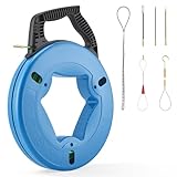 Kabeleinziehhilfe 30m, 4,5mm, 7 Adapter, Einziehhilfe für Leerrohre,Spiralzieher aus ABS-Material, 360° drehbarem flexiblem Zugkopf geeignet zum Einziehen von Rohren, Spiralrohren, Drähten