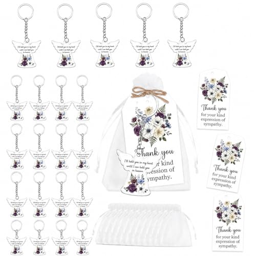 Porte-clés en acrylique double face Wildflower anti-rayure avec étiquettes de remerciement
