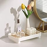 MRPAPA Bathroom Tray, 9"×6" Vanity Trays, White Rectangle Decorative Catchall Organizer Storage Small Dresser Tray Counter Perfume Table Serving