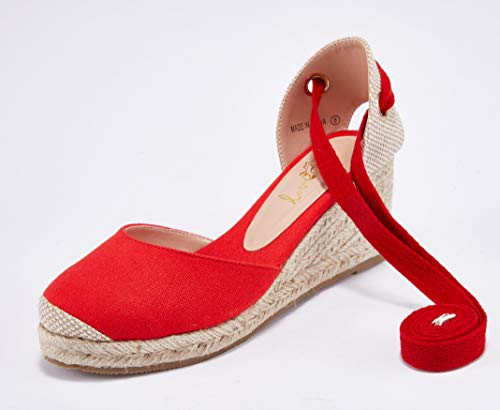 Womens Espadrille Wedge Sandals Lace Up Platform Closed Toe Summer Comfy Sandals #TOP3