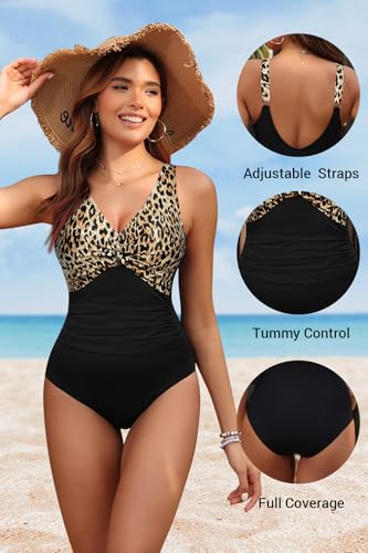 Image of Holipick Women Tummy Control One Piece Swimsuit - Push Up Bathing Suit Full Coverage Slimming Swimwear