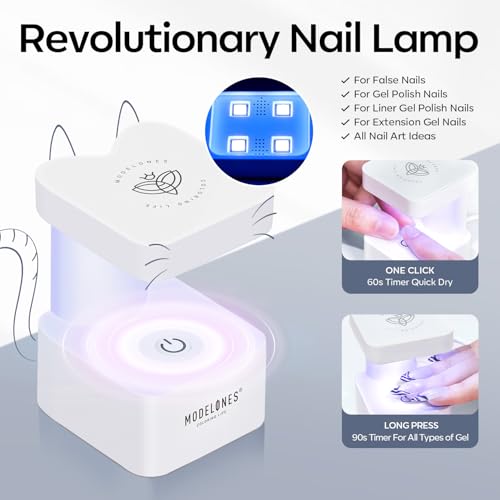 modelones X Nail Gel Kit Medium Coffin, Upgrade 510Pcs Fake Nails, 9-in-One Glue Prep Dehydrator & Portable Mini U V Light Acrylic Clipper, Coffin Tips Extension Kit for DIY Salon Home Gifts — view 4